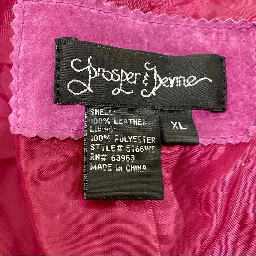 Prosper & Devine Purple Suede Leather Fringe Jacket Tiered Western XL - Picture 6 of 7